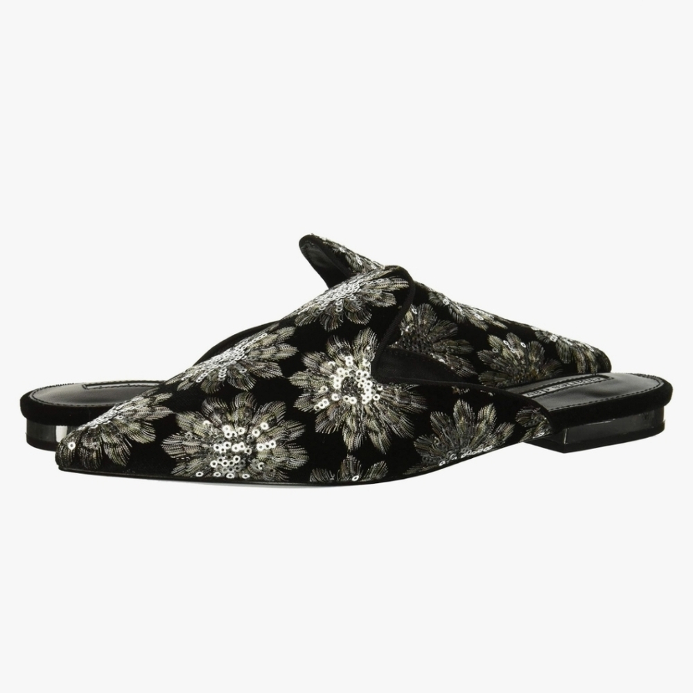 CHARLES DAVID Willis Mules Size 7M Black w/Silver - NEW!